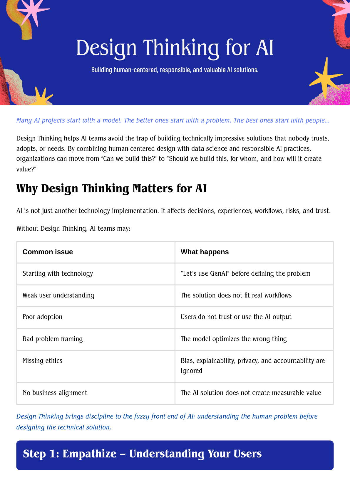 Design Thinking for AI page 1